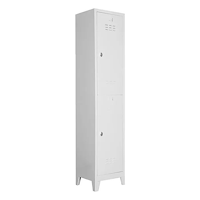 2-door steel locker, stacked 2-tier layout