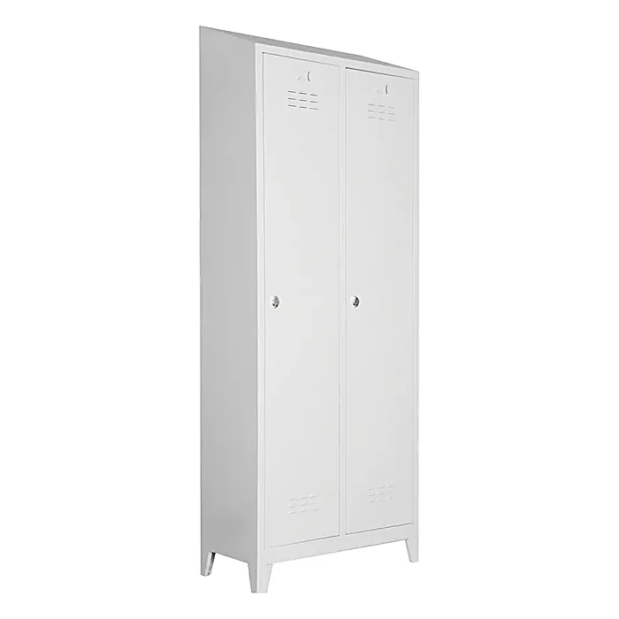 2-door steel locker with a sloped top