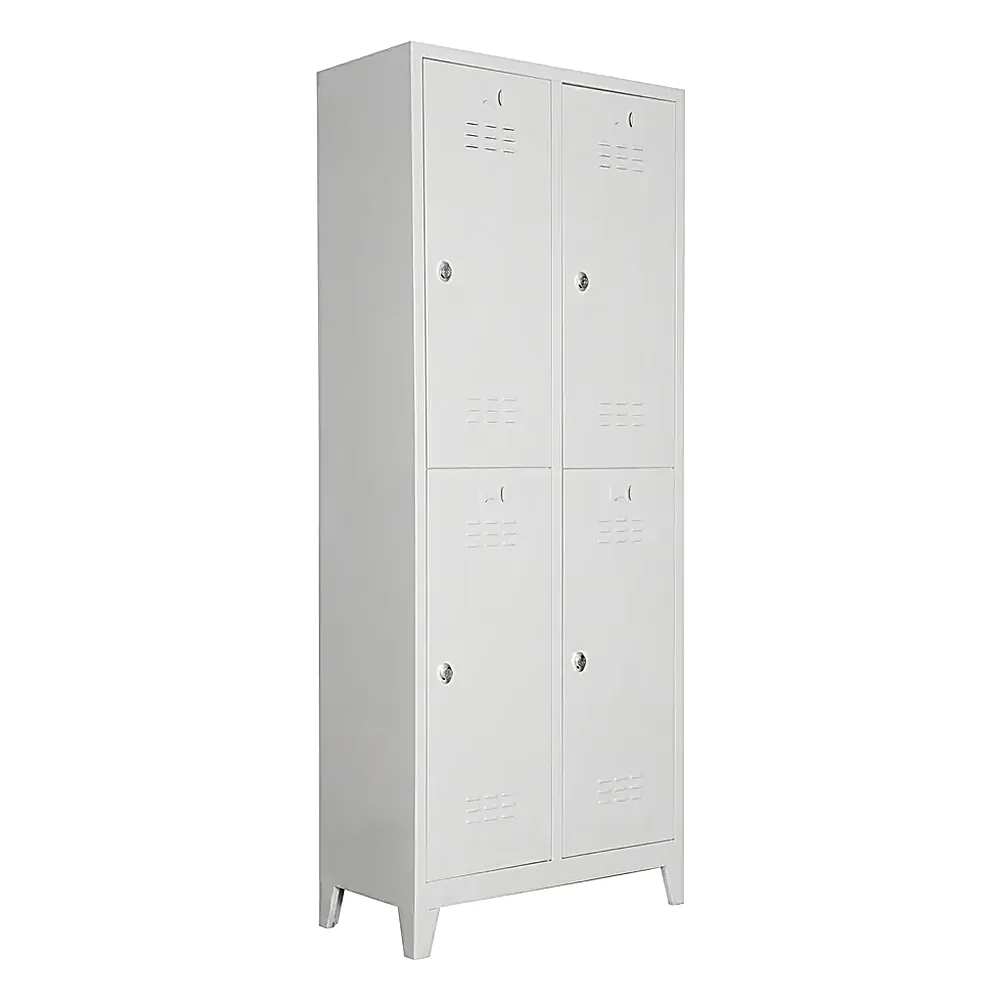 4-door steel locker in white, front view