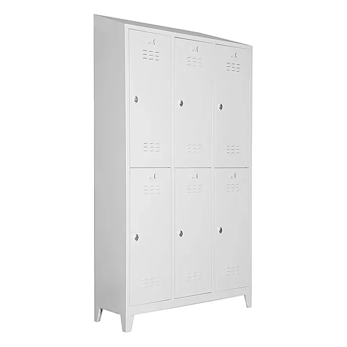 6-door steel locker with a sloped top