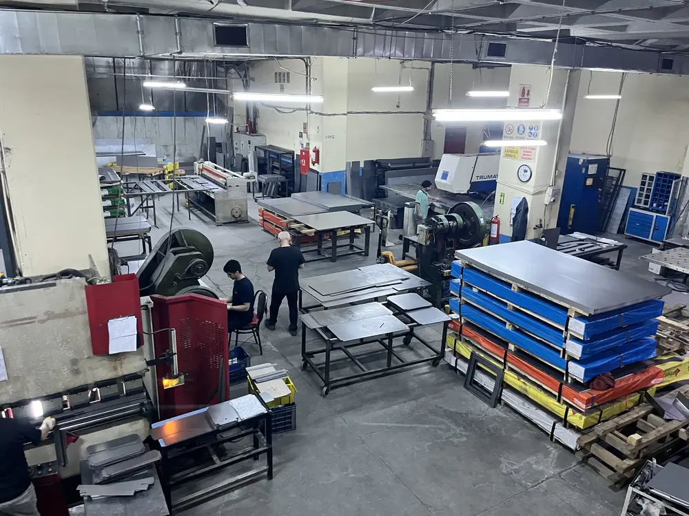Steel being cut and bent on the production floor