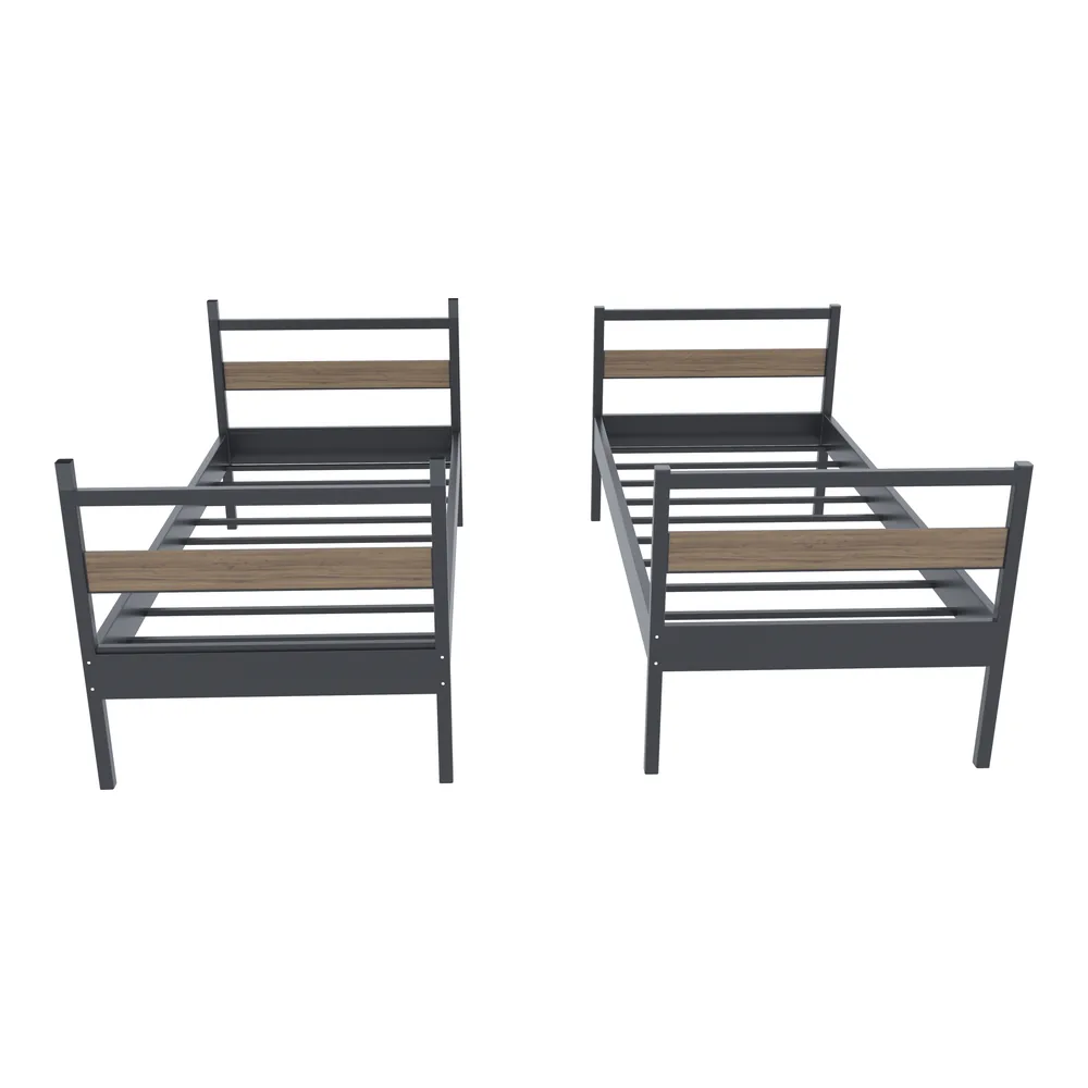 Anthracite standard metal bunk bed separated into two single beds