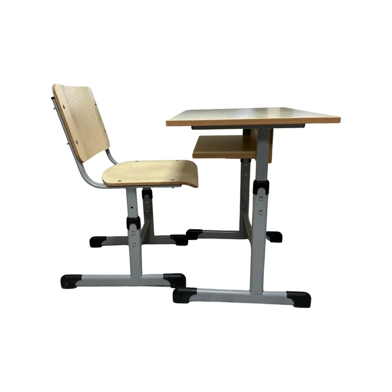 Height adjustable student desk with a chair