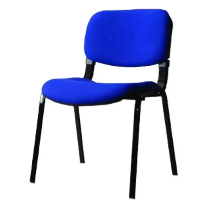 Teacher chair in blue fabric on a black powder coated frame