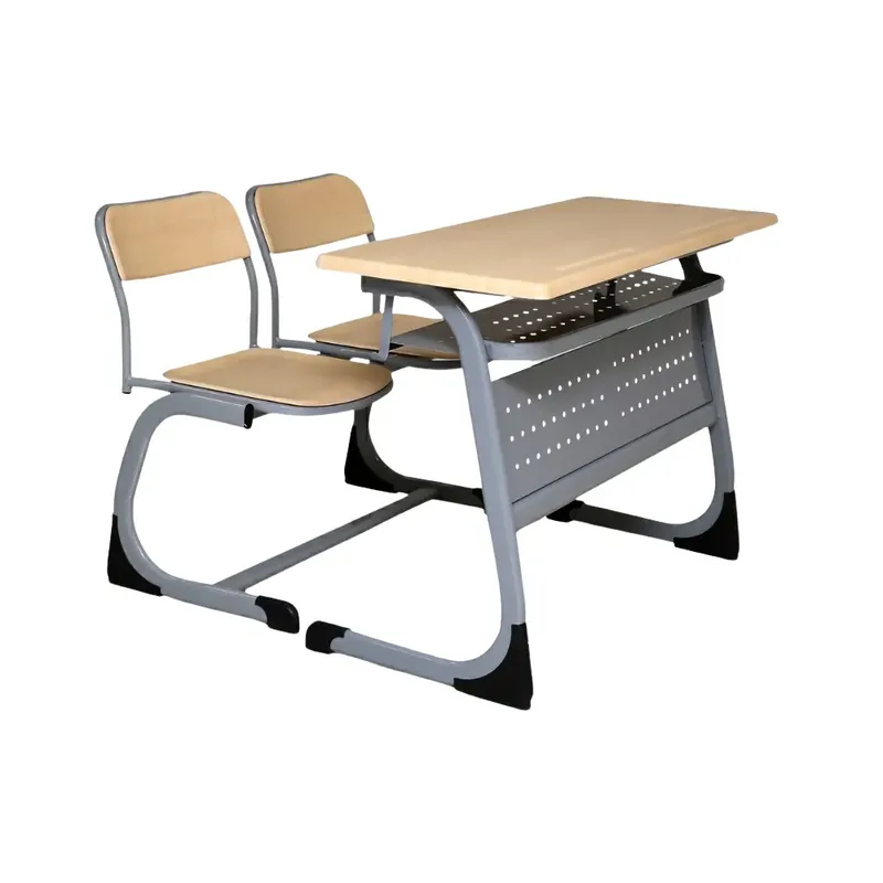 Double classroom chair desk set