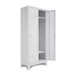 Two door steel locker with multiple compartments, designed for secure and organized storage in offices, schools, and gyms