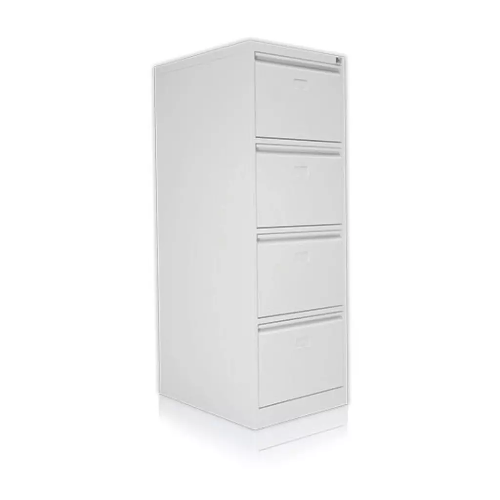 vertical steel filing cabinet with four drawers for office storage