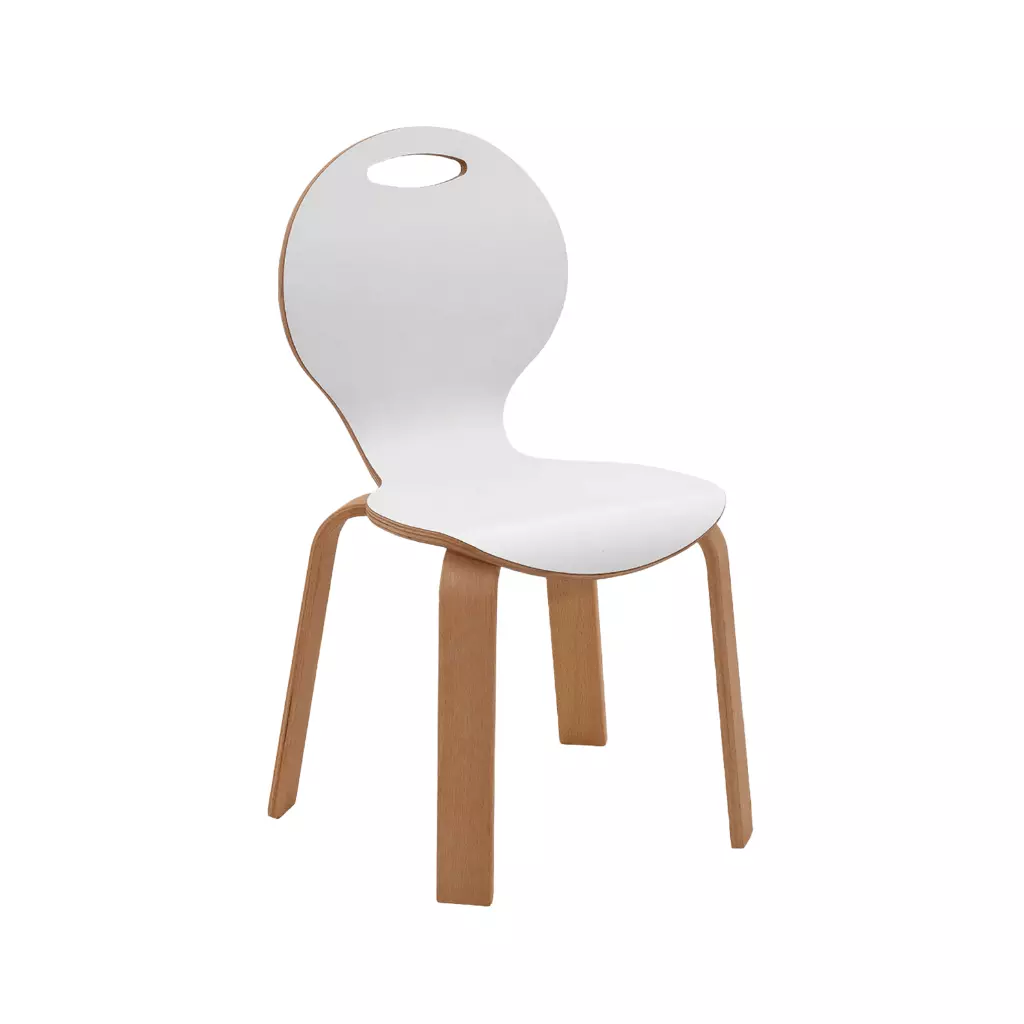 Ens Kids Collection Pearl White Laminated Covered Wooden Children's Chair - Durable Design